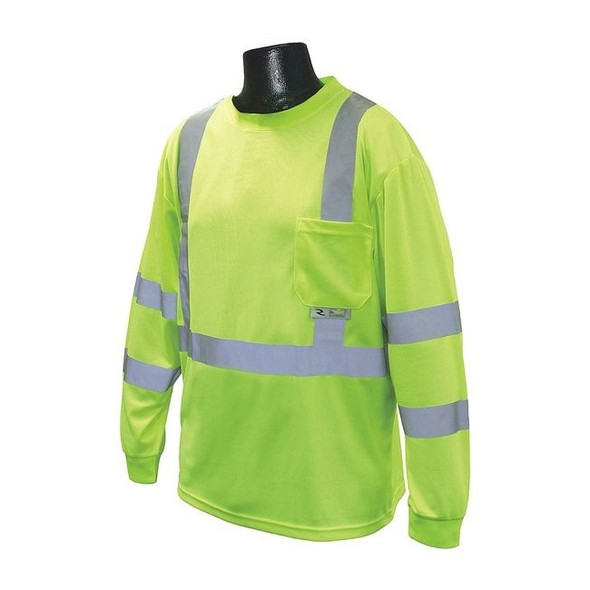 Long Sleeve Shirt, Type R Class 3, Birdseye Mesh, Hi-Vis Green, 2X