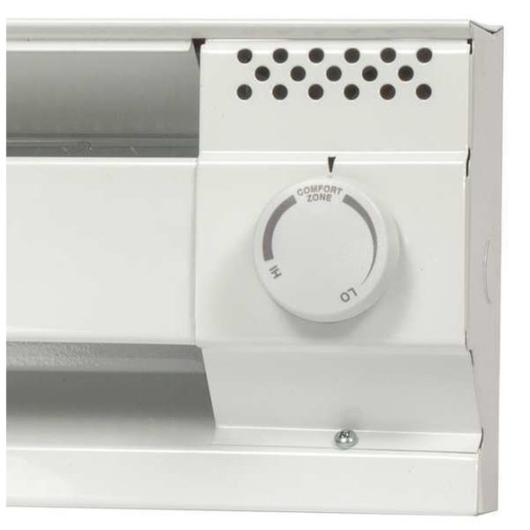 Electric Baseboard Heater Thermostat, 1 Poles, White, 120/208/240V, 22 A, 40-85 Degrees F
