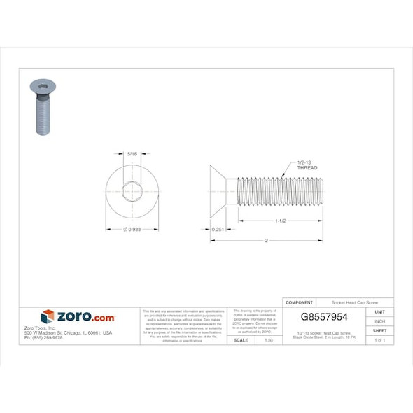 Manufacturer Varies ScktFltHdScrw,Steel,1/2"-13,2"L,PK10 U07410.050.0200
