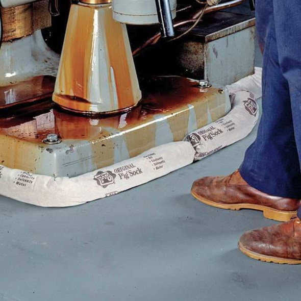 Pig Sorbent Sock, 6 gal, 3 in x 42 in, Universal, Gray, 12 PK PIG237