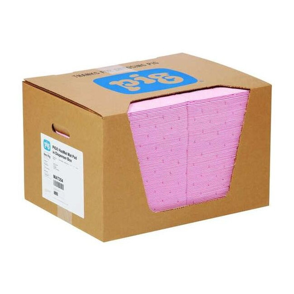 Pig Sorbent Pad, 22 gal, 15 in x 20 in, Universal, Pink, Polypropylene MAT354