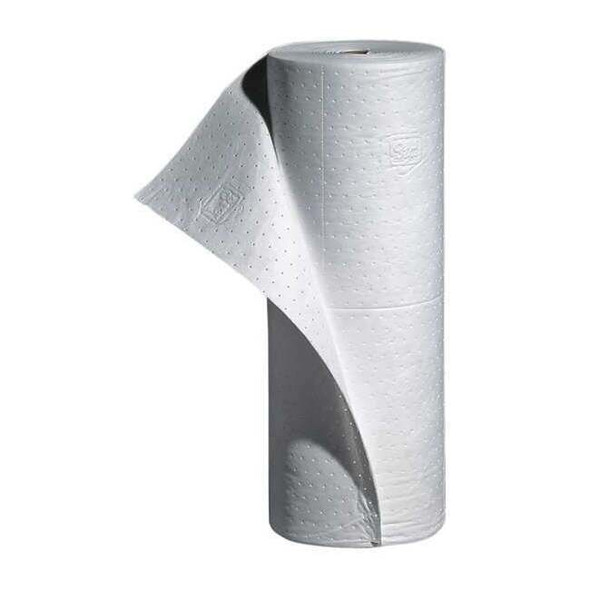 Pig Sorbent Roll, 20 gal, 30 in x 150 ft, Oil, White, Polypropylene MAT462