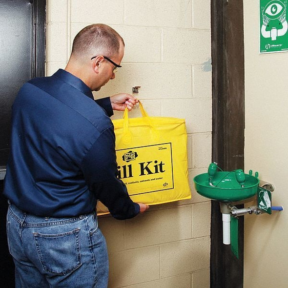 Pig Spill Kit, 5 gal Volume Absorbed per Kit, Not Applicable Capacity, Bag, Yellow, 26 45300