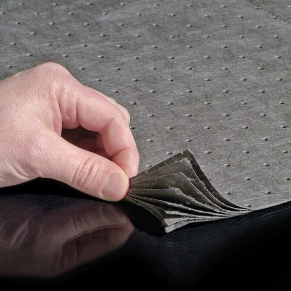 Pig Sorbent Pad, 33 gal, 30 in x 30 in, Universal, Gray, 50 PK MAT216