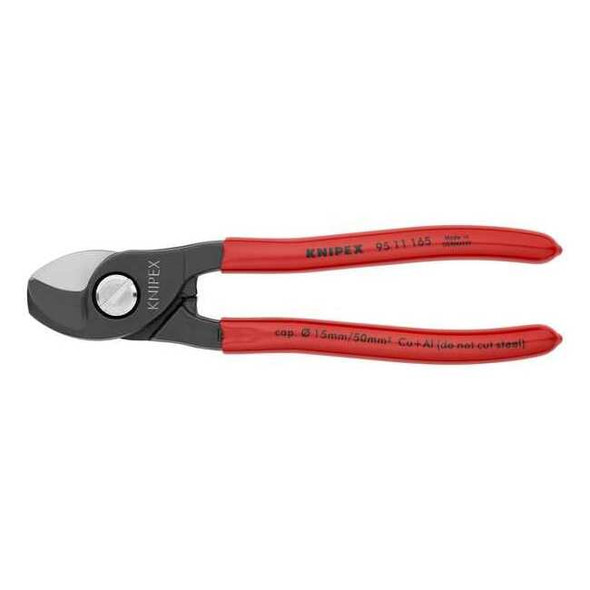 Knipex Cable Shears,6-1/2 In L,1/0 AWG,Red 95 11 165