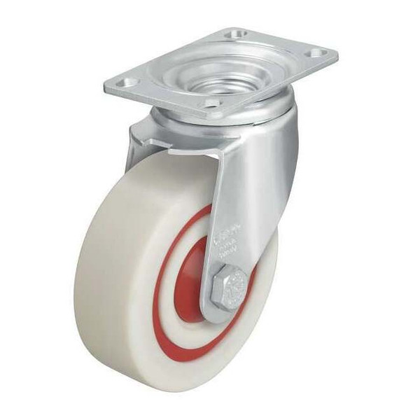 Manufacturer Varies Swivel Plate Caster,Nylon,4 in.,400 lb.,Wht L-POW 100KF-12