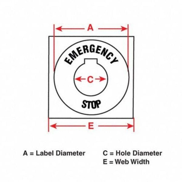 2.360" x 2-23-64", Legend Plate Label, Emergency Stop Legend, Black-Yellow,PK25  THTEP-196-593YL