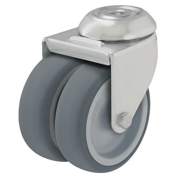 Dual Wheel Caster,Swivel,Therm Rubber,3 in,220 lb