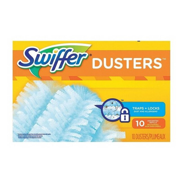 Swiffer Duster Refills, 7-1/2 in L, Light Blue, 10/Box, 4 Box/Carton 21459