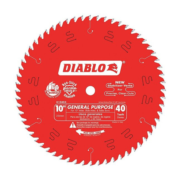 Diablo CircularSawBlade,Carbide,Dia:10" D1040X