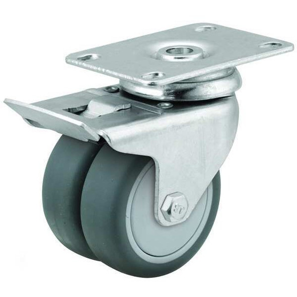 Colson Plate Caster,Swivel,Rubber,2 7/8"H DW02GRP100TLTP11