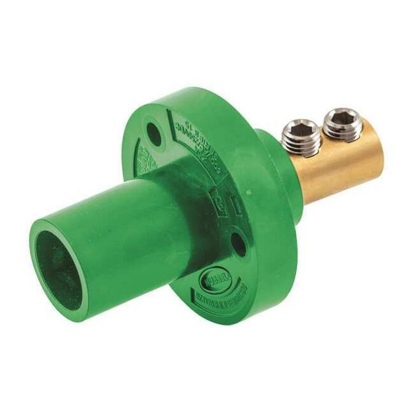 Hubbell Wiring Device-Kellems Recpt,Green,Male,Double Set Screw,150 A HBL15MRGN