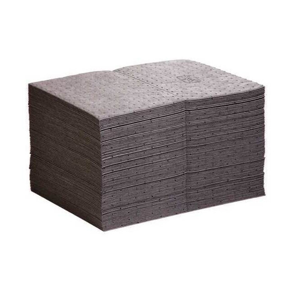 Sorbent Pad, 22 gal, 15 in x 20 in, Universal, Gray, Polypropylene, 100PK