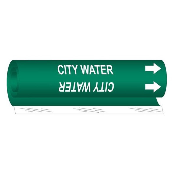 Brady Pipe Marker,City Water,Gn,1/2 to1-3/8 In 5655-O