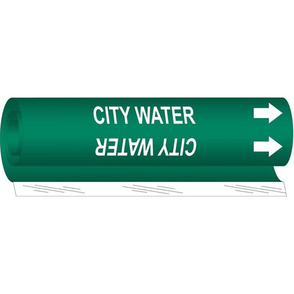 Brady Pipe Marker,City Water,Gn,1/2 to1-3/8 In 5655-O