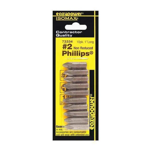 Manufacturer Varies Insert Bit,1/4",Phillips,No 2,2-3/8",PK10 73334