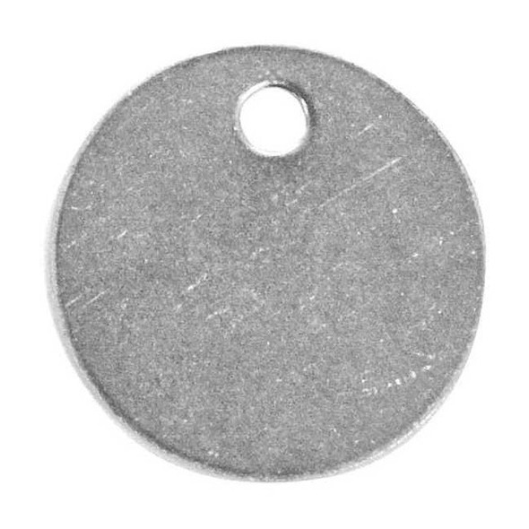 Blank Tag, Aluminum, 2 in H x 2 in W, 2 in Dia., Silver, Round, 100 PK