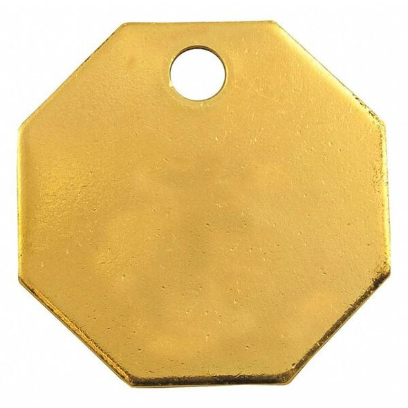 Blank Tag, Brass, 1 1/4 in H x 1 1/4 in W, Yellow, Octagon, 100 PK