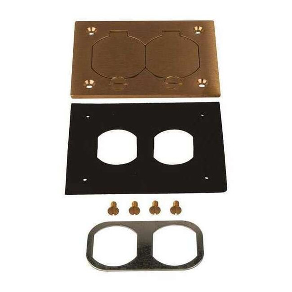 Raco Box Cover, Floor Box Type, 1 Gang, Brass, Single Receptacle Cover Type 6250