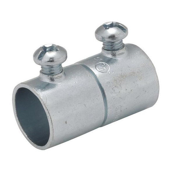Raco EMT Coupling, 1-1/4 in, Set Screw, Steel, Plain, Gray 2025