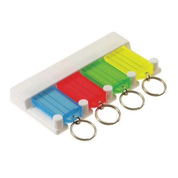 Lucky Line Key Tag Rack, Plastic, Green, 4 Key Capacity 60540