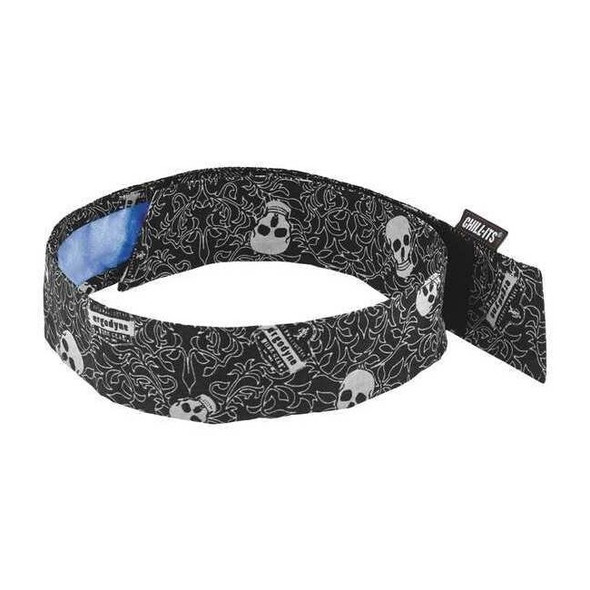 Ergodyne Bandana, Black/White, Skulls, Hook-and-Loop 6705CT