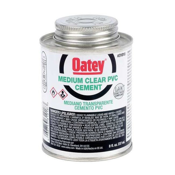 Oatey Cement,Low VOC,8 oz.,Clear 31018