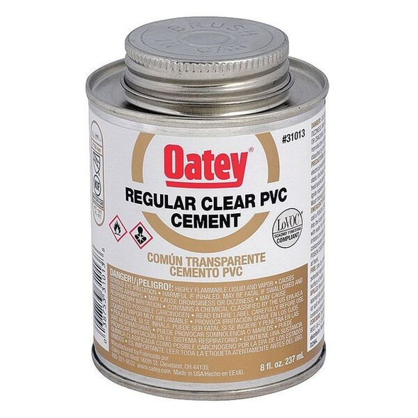 Oatey PVC Cement,Low VOC,8 oz.,Clear 31013