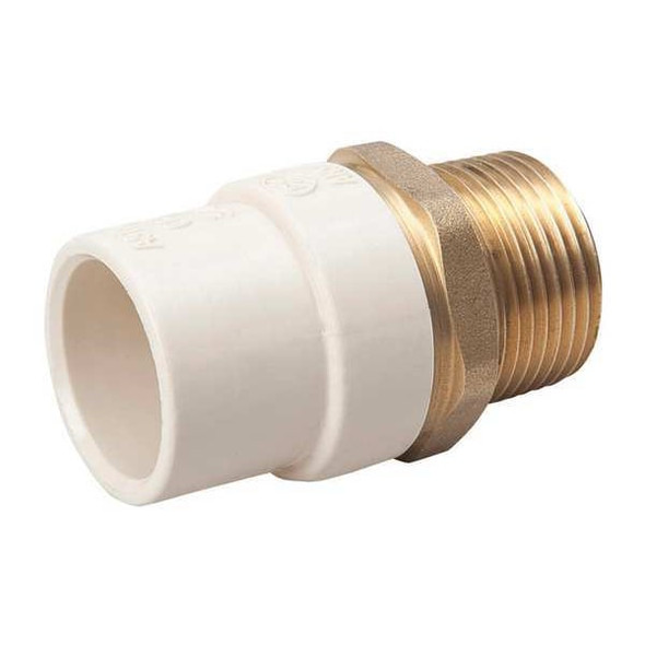 CPVC CPVC to Brass Adapter, 3/4" Pipe Size, Socket CTS x MNPT Brass