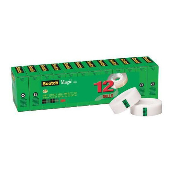 3m Office Tape,83.3 ft,3-4 in,2.3 mil,PK12 810K12