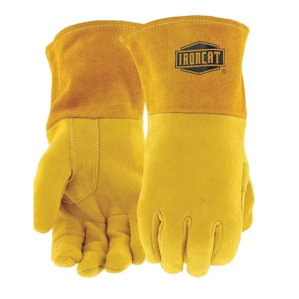 Ironcat Welding Gloves, Gauntlet Cuff, Straight Thumb, A Cowhide, M, 1 PR 6030/M