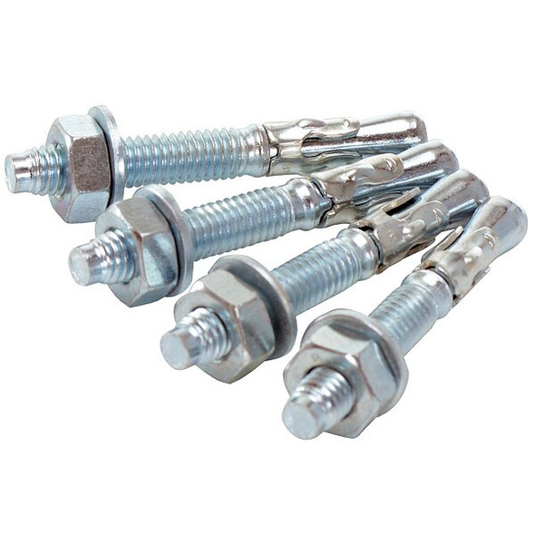 Vestil Wedge Anchors,3/8 in. dia. x 3 in. L,PK4 AS-383-4PK