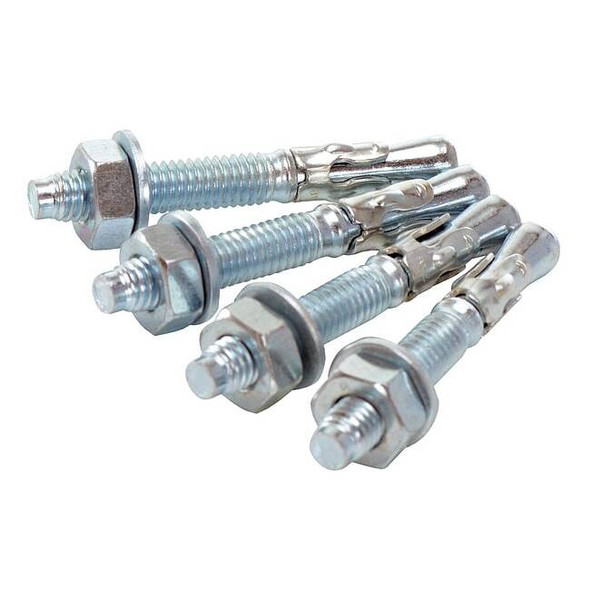 Vestil Wedge Anchor, 3/8" Dia., 3" L, Steel Zinc Plated, 4 PK AS-383-4PK