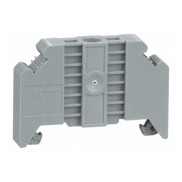 DIN Rail End Clamp, Screw Mount, 1.99 in L, Linergy TR, Plastic, Gray