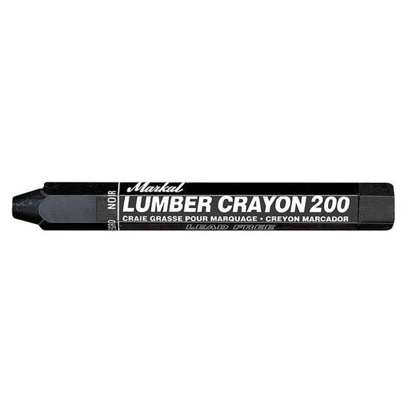 Markal Lumber Crayon, Large Tip, Black Color Family, Clay, 12 PK 80353
