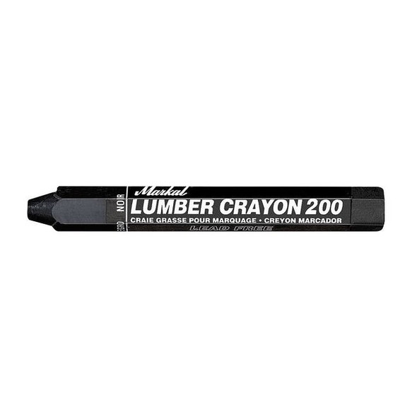 Markal Lumber Crayon, Large Tip, Black Color Family, Clay, 12 PK 80353