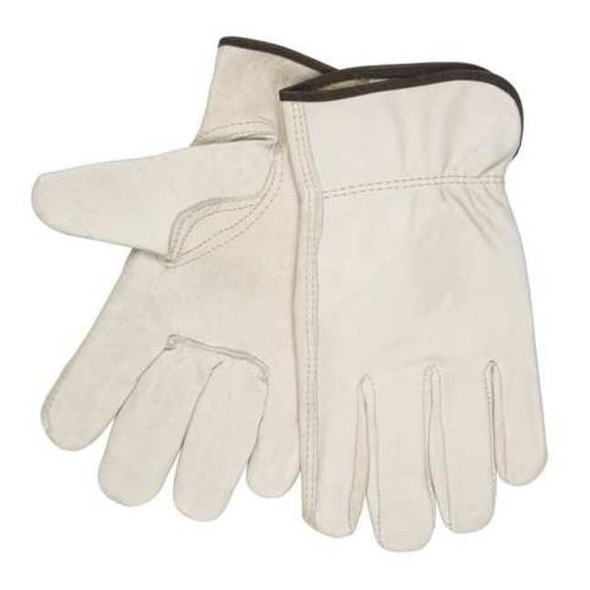 Leather Drivers Gloves, Shirred Slip-On Cuff, Keystone Thumb, Cream, 2XL, 1 PR
