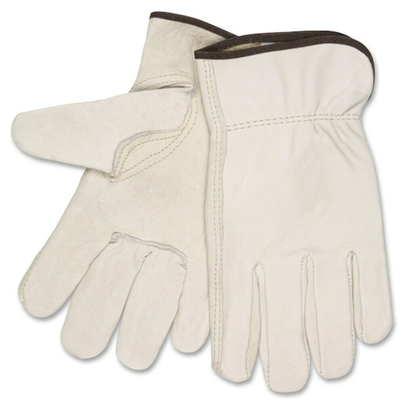 Leather Drivers Gloves, Shirred Slip-On Cuff, Keystone Thumb, Cream, 2XL, 1 PR  3211XXL
