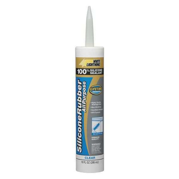 Silicone Sealant, 10 oz, Cartridge, Clear, Silicone Base, Silicone Rubber