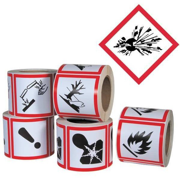 Ghs Safety GHS Label, 4 in H, 4 in W, Paper, PK500 GHS1259