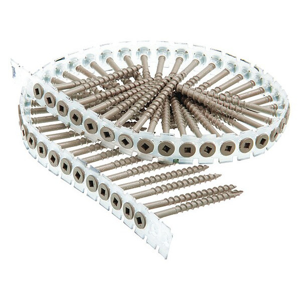 Deck Screw, #8 x 2-13/16 in, Steel, Flat Head, Square Drive, 800 PK