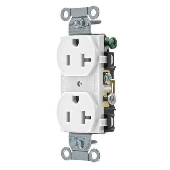 Bryant Receptacle,White,20A,Duplex Outlet,Nylon BRYCRS20W Bryant Receptacle,White,20A,Duplex Outlet,Nylon BRYCRS20W