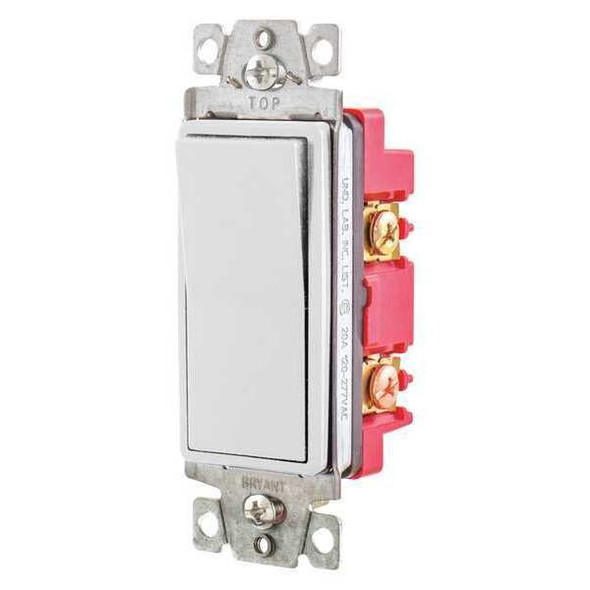 Bryant Wall Switch,20A,White,4-Way Type,Rocker 9904W