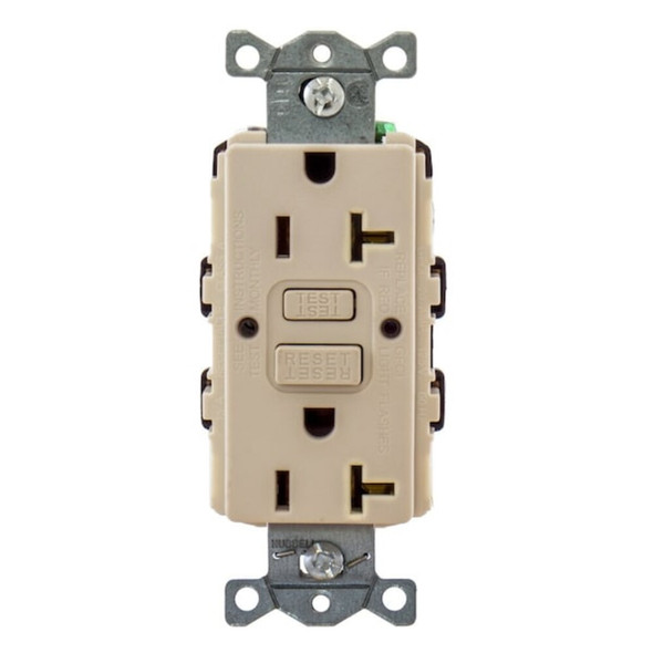 Hubbell Wiring Device-Kellems GFCIReceptacle,20A,125VAC,Ivory,Nylon GFRTR20I