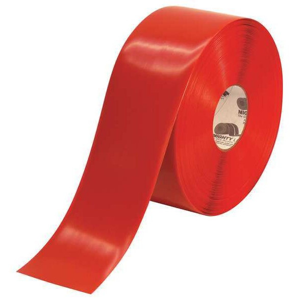 Floor Marking Tape, vinyl, No Legend, Red, 4 in W., 55 mil Thickness