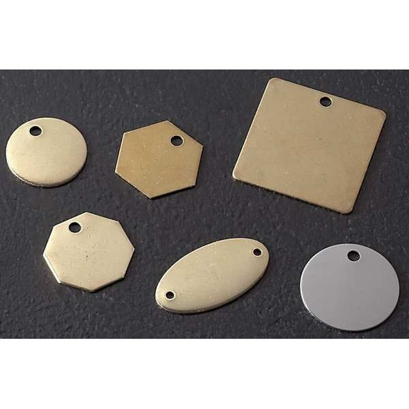 C.H. Hanson Blank Tag, Brass, 1 1/2 in H x 1 1/2 in W, Brass, Square, 25 PK 43653