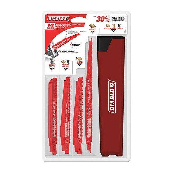 Diablo 6" and 9" L General Purpose Cutting Reciprocating Saw Blade Set DS0014S