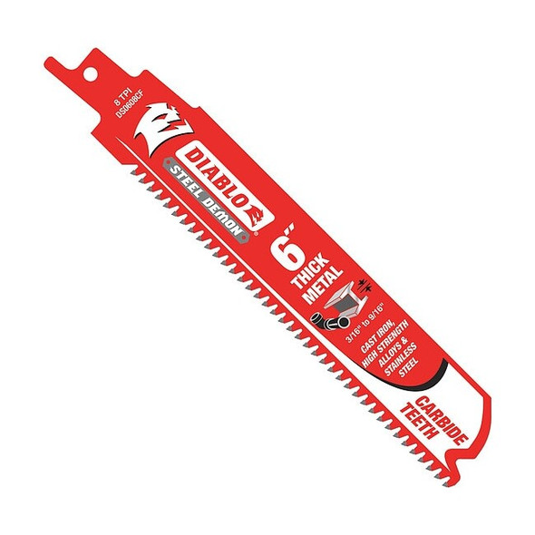 Diablo 6"L x 8 TPI Metal Cutting Carbide Reciprocating Saw Blade, 3PK DS0608CF3