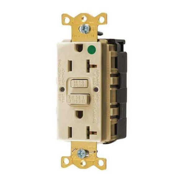 Hubbell Wiring Device-Kellems GFCIReceptacle,20A,125VAC,Ivory,Nylon SNAPGF83I