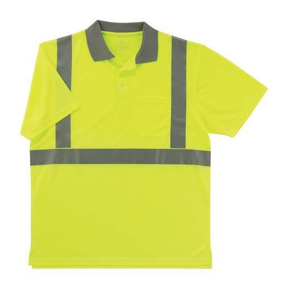 Ergodyne Polo Shirt, 2, R, Polyester, Green, 2XL 21646